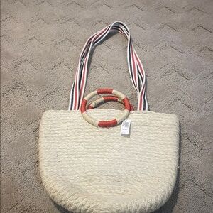 GAP Cream Textured Fabric canvas tote purse